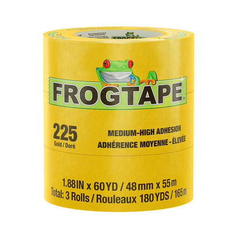 FrogTape CP 225 Medium-High Adhesion Masking Tape - 48MM x 55M x 3-Pack - Gold - Rated for 225F [105322]