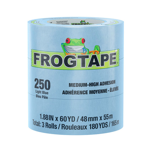 FrogTape CP 250 Medium-High Adhesion Masking Tape - 48MM x 55M x 3-Pack - Light Blue - Rated for 250F [105329]