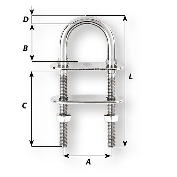 Wichard U-Bolt Pad Eye - 4mm Diameter - 5/32" [06511]