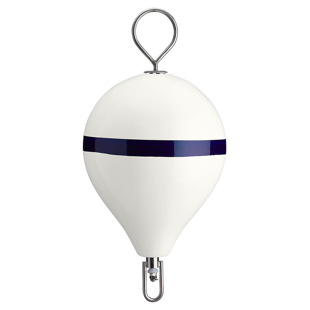 Polyform Mooring Buoy w/SS 17" Diameter - White Blue Stripe [CM-3SS W-STR]