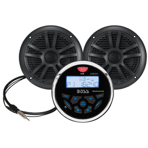 Boss Audio MCKGB350B.6 Combo - Marine Gauge Radio w/Antenna  2 6.5" Speakers - Black [MCKGB350B.6]