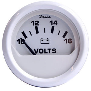 Faria Dress White 2" Voltmeter (10-16 VDC) [13120]