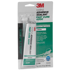 3M 4200 Fast Cure, White, Polyurethane Adhesive/Sealant, 3oz.