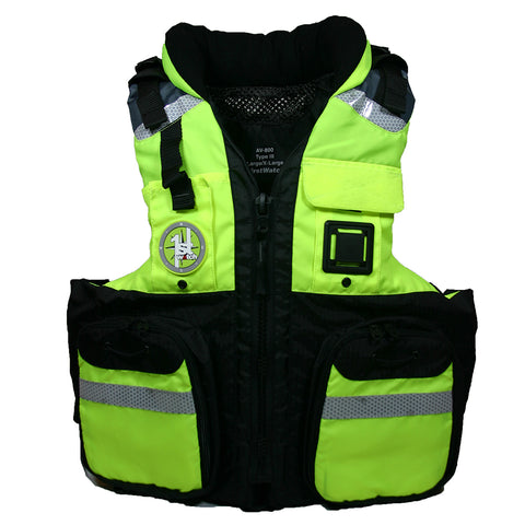 First Watch AV-800 Pro 4-Pocket Vest (USCG Type III) - Hi-Vis Yellow/Black - S/M [AV-800-HV-S/M]