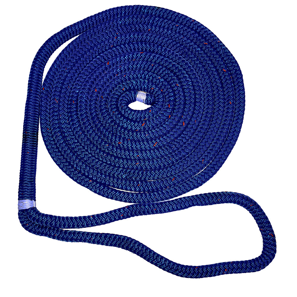 New England Ropes 3/8" X 15 Nylon Double Braid Dock Line - Blue w/Tracer [C5053-12-00015]