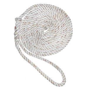 New England Ropes 3/8" X 15 Premium Nylon 3 Strand Dock Line - White w/Tracer [C6050-12-00015]