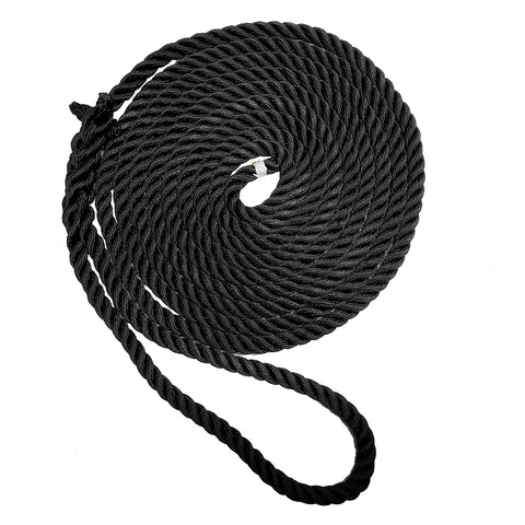 New England Ropes 1/2" X 15 Premium Nylon 3 Strand Dock Line - Black [C6054-16-00015]