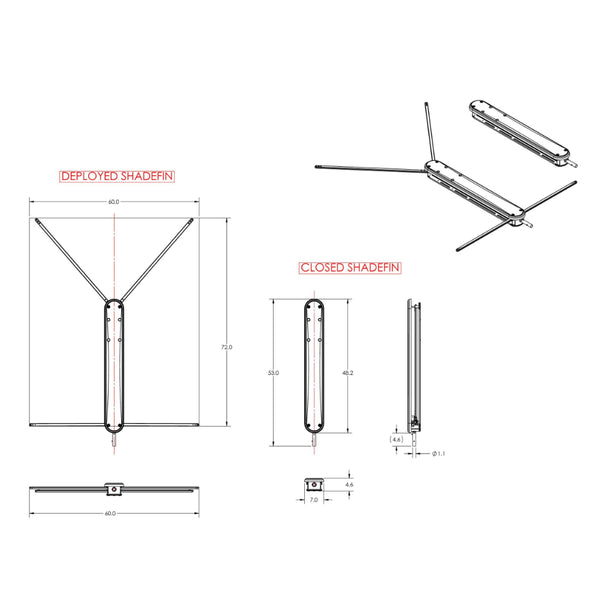 TACO ShadeFin w/White Fabric, Bag  Fixed Rod Holder Mount Kit [T10-3000-3]