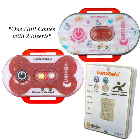 Lunasea Child/Pet Safety Water Activated Strobe Light w/RF Transmitter - Red Case [LLB-63RB-E0-K1]