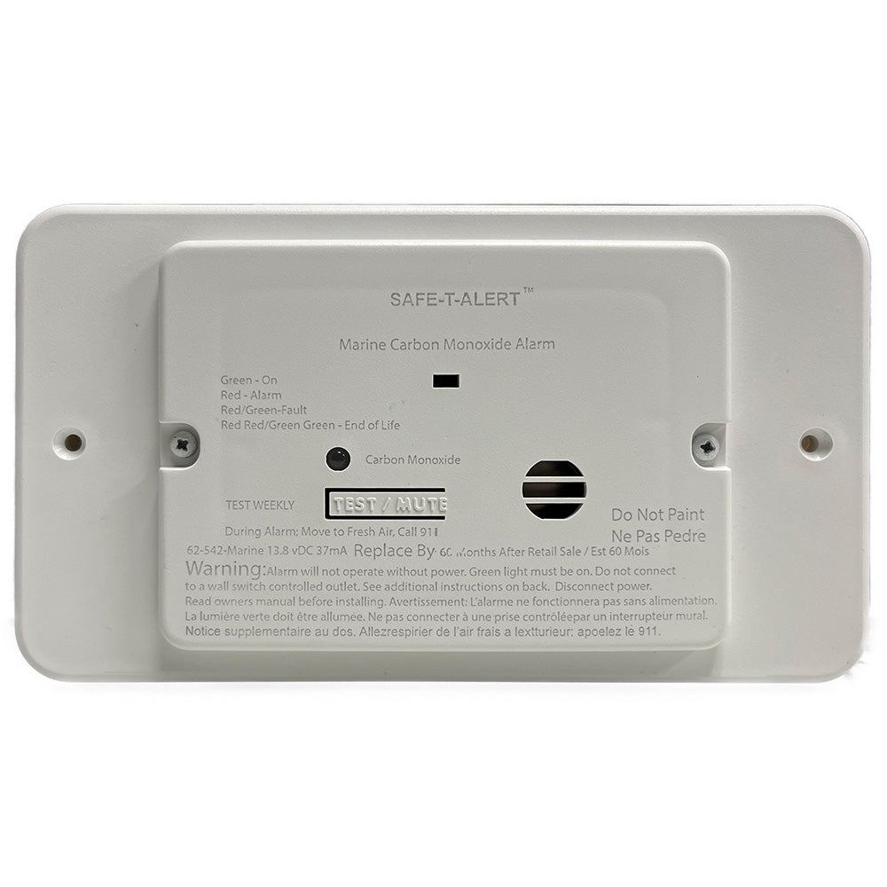 Safe-T-Alert 62 Series Marine Carbon Monoxide - White - Flush Mount - 12V w/Relay  Trim Ring [62-542-TR-WT]